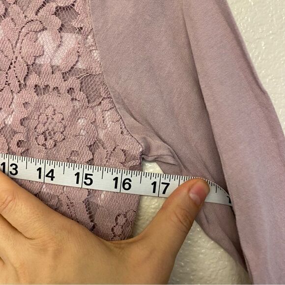 LOFT lavender purple lace 3/4 sleeve crew neck blouse top cotton casual S - Picture 6 of 9